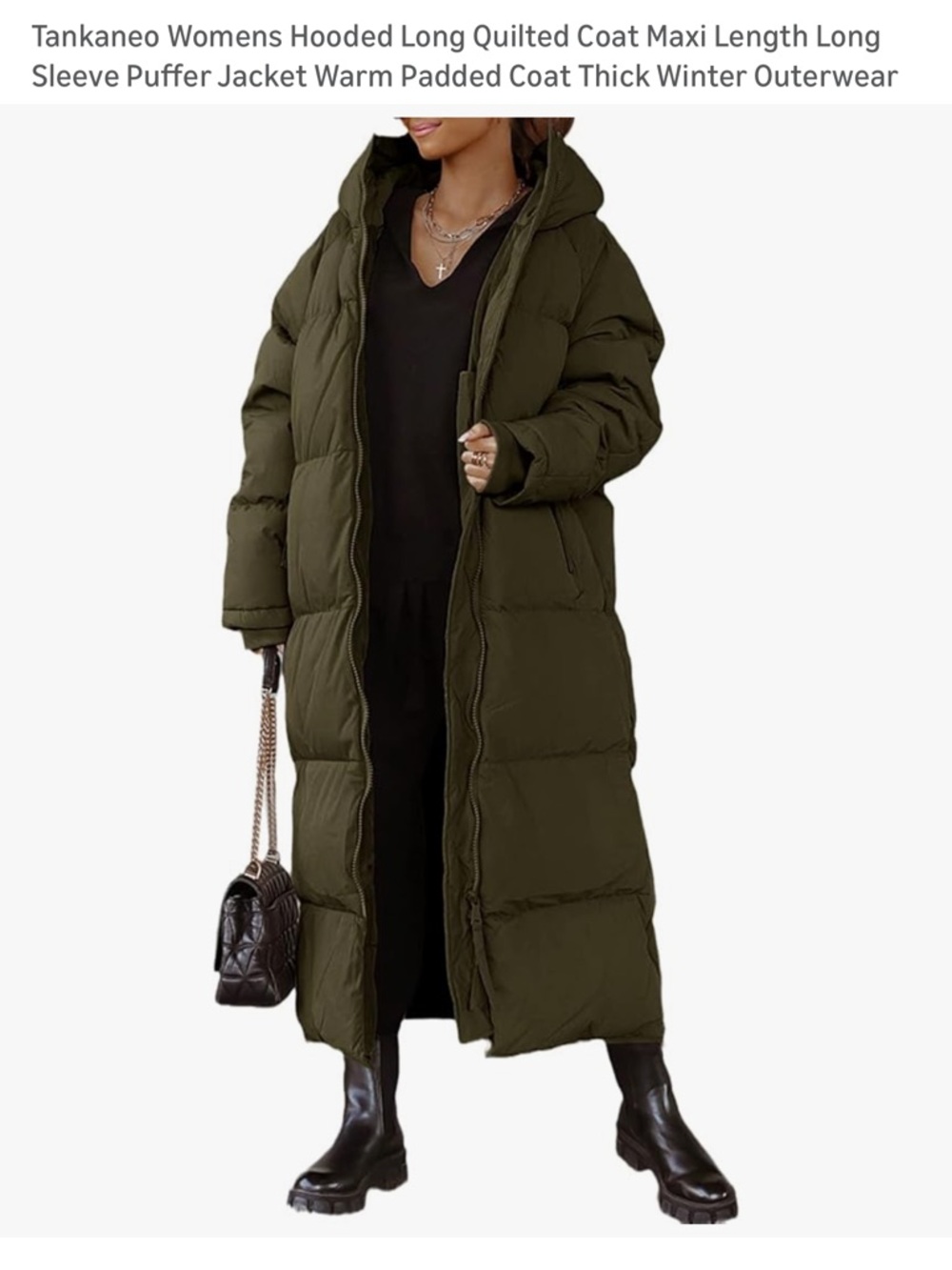 Womens Long Hooded Puffer Coat Oversized size L, GUC, lining needs mending